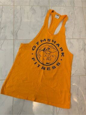 Gymshark legacy stringer Bright Orange Logo Muscle Tank top. EUC!